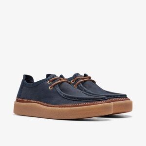 Clarks [7.5] Clarkwood Moc Low-Profile Navy/Nubuck Leather Casual Shoes